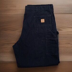 Vintage Carhartt Pants Men 44x32 Blue Duck Canvas Carpenter B11 MDT
